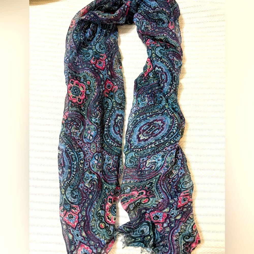 Large/Rectangle Cotton On Multicolor Paisley Scarf - Picture 2 of 4